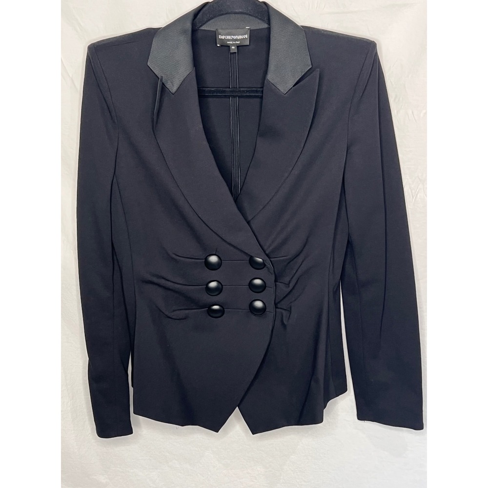 Emporio Armani Women's Tuxedo Blazer Jacket Black US Sz 8/10‎ Italy Designer EUC